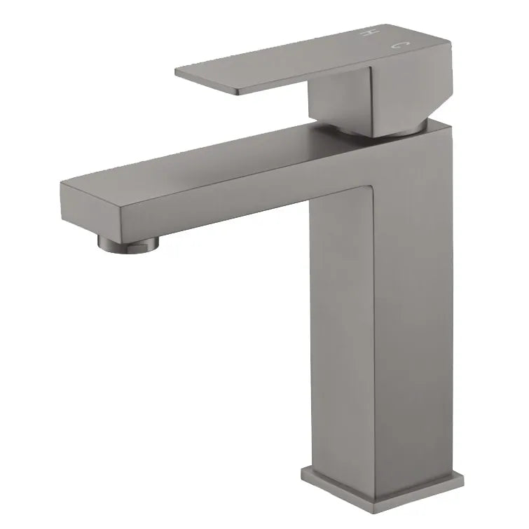 Model 10 bathroom vanity single hole faucet in a brushed nickel colour.