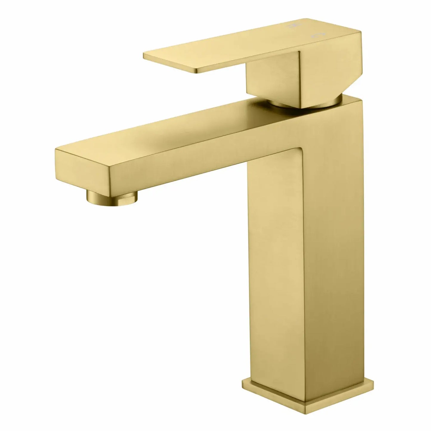 Model 68 bathroom vanity single hole faucet in a brushed gold colour.