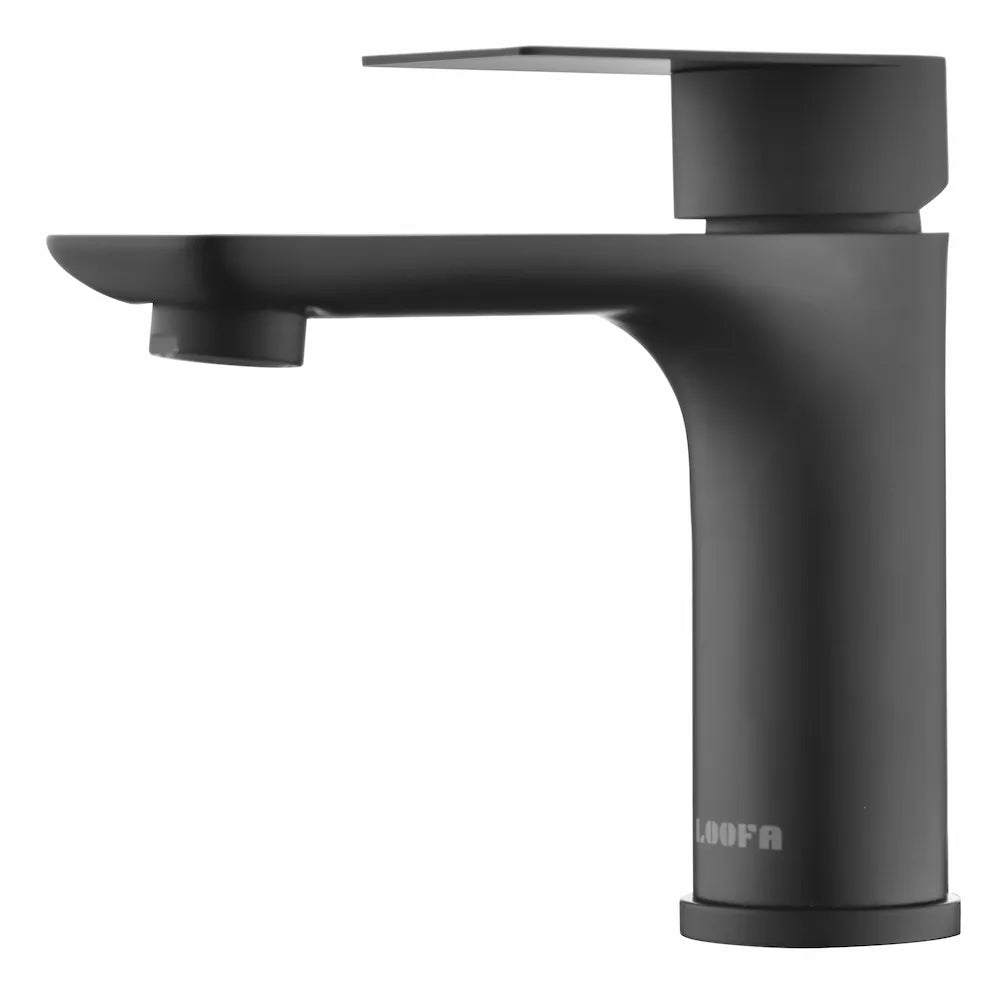 Model 68 bathroom vanity single hole faucet in a brushed black colour.