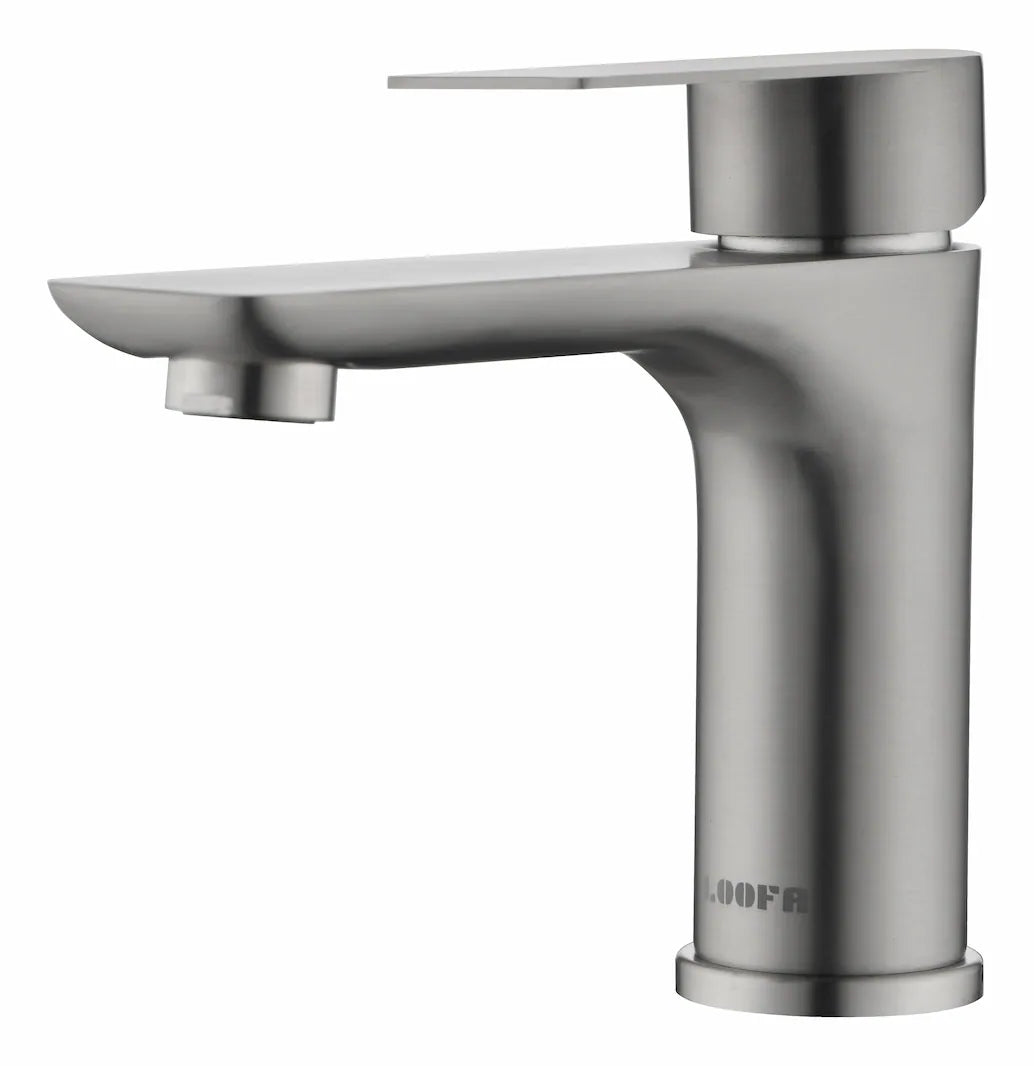 Model 68 bathroom vanity single hole faucet in a brushed nickel colour.