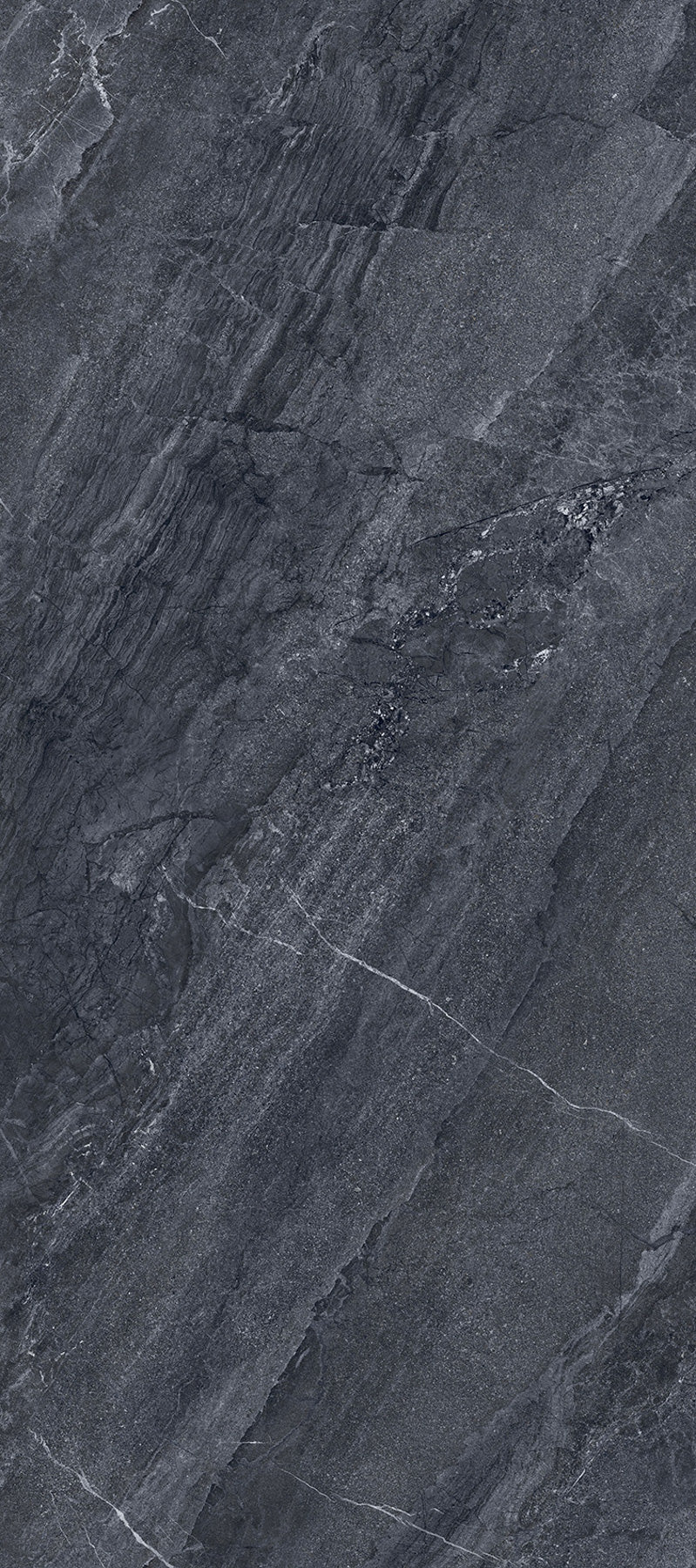 Agathos Anthracite matte porcelain tile with a stone design, for floors and walls. Made in Italy, in a 12x24" size.