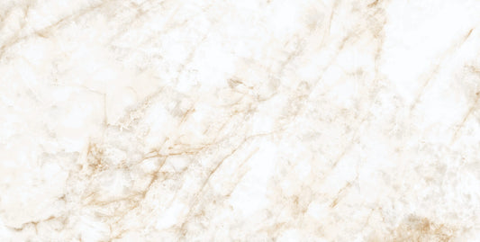Almaden polished porcelain tile with a gold marble design, for floors and walls. Made in Spain, in a 24x48" size.