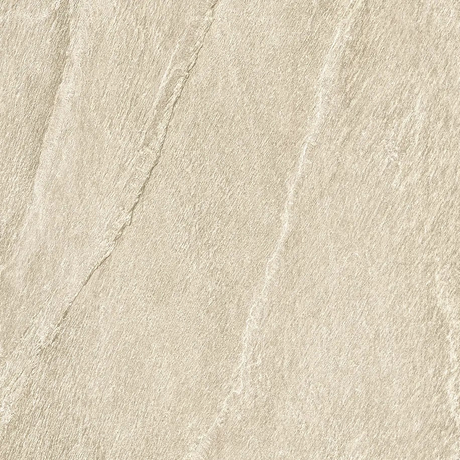 Ardena Ivory matte porcelain tile with a beige stone design, for floors and walls. Made in Spain, in a 24x24" size.