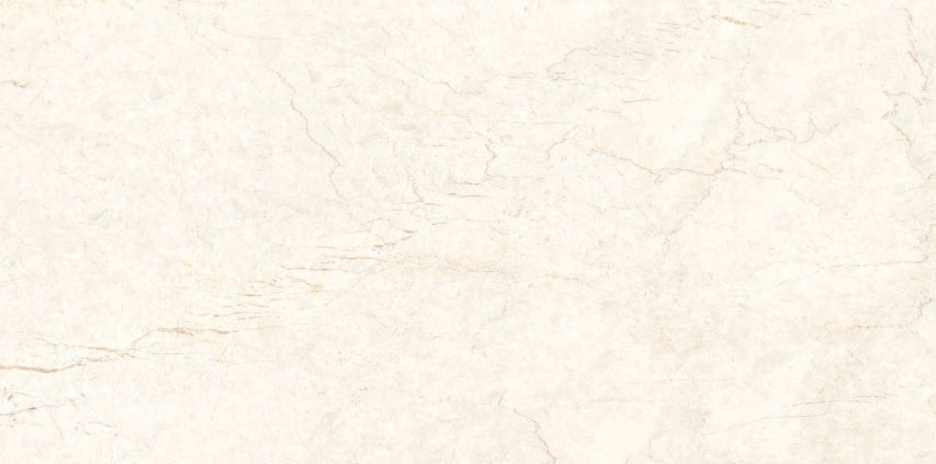 Bianco Marfil polished porcelain tile with a an ivory stone design, for floors and walls. In a 24x48" size.