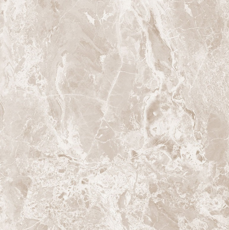 Breccia Crema polished porcelain tile with a beige stone design, for floors and walls. In a 24x24" size.