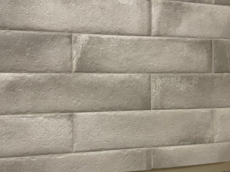 Brickell Taupe matte ceramic subway tile with an aged taupe style, for walls and backsplashes. In a 3x12" size.