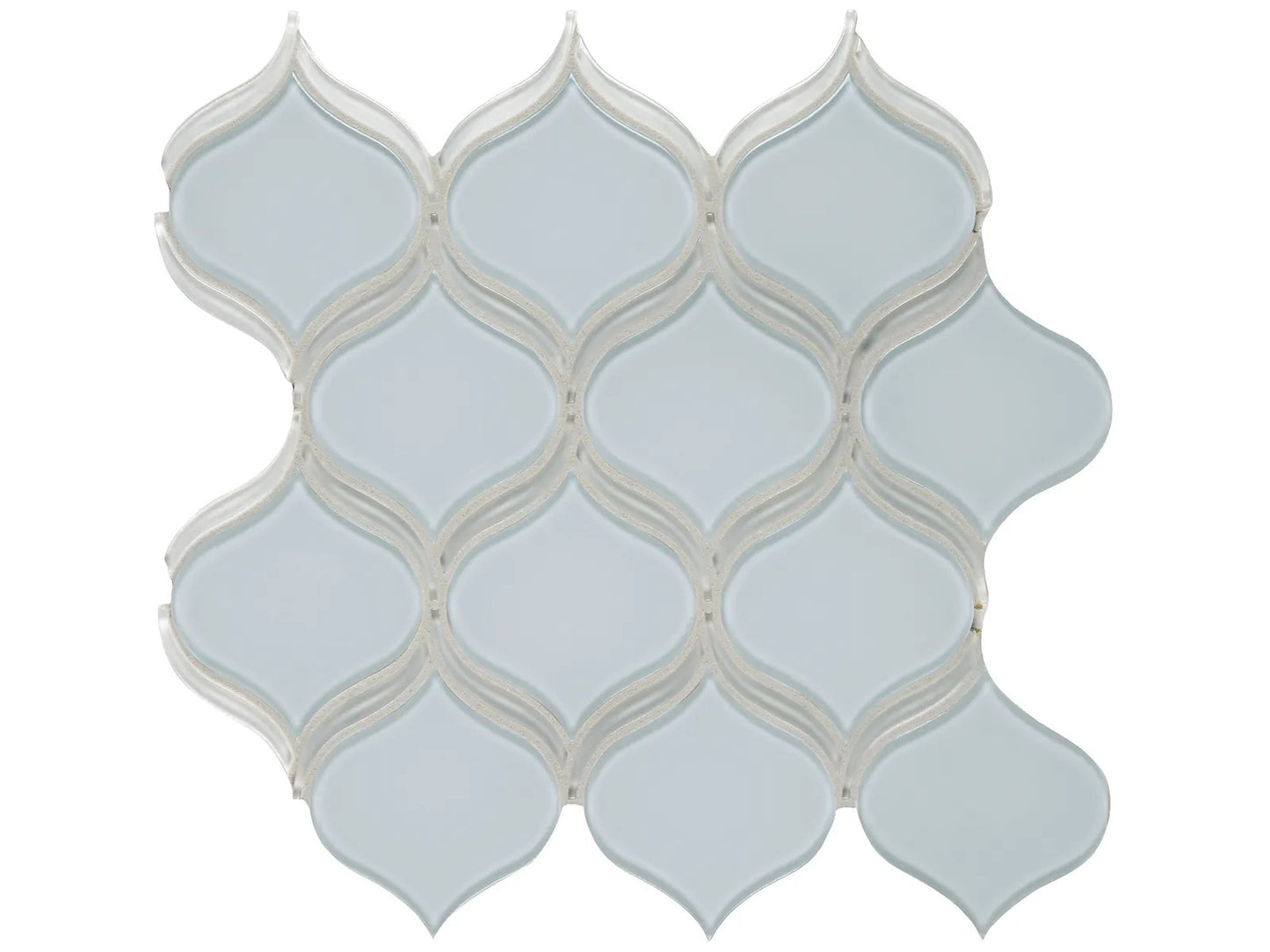 Element Skylight glass mosaic with a light blue colour. In an arabesque lamp mosaic shape.