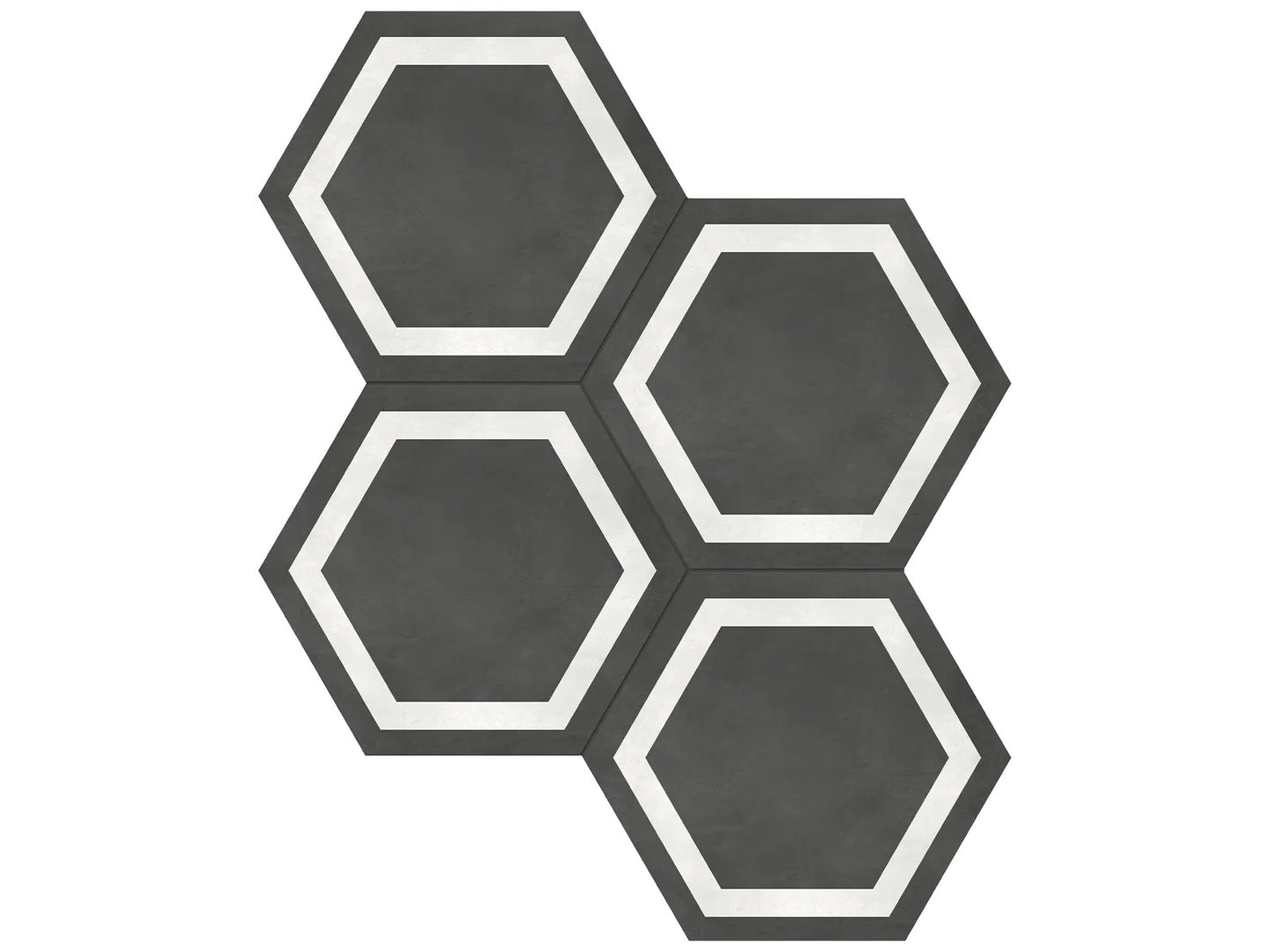 Form Graphite hexagon in a black/charcoal colour, with a white frame. In a 7" hexagon size.