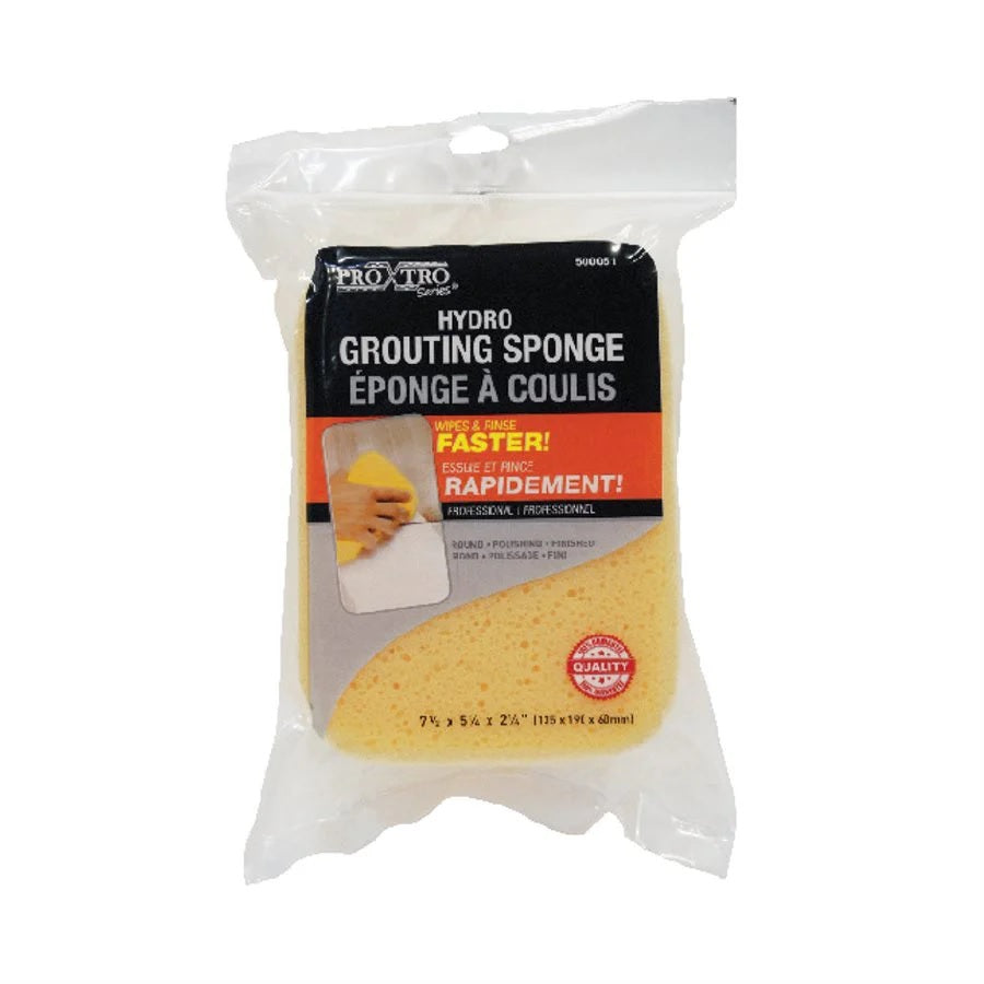 Large size professional grade grouting sponge for grouting, cleaning, and washing. Inside plastic bag.