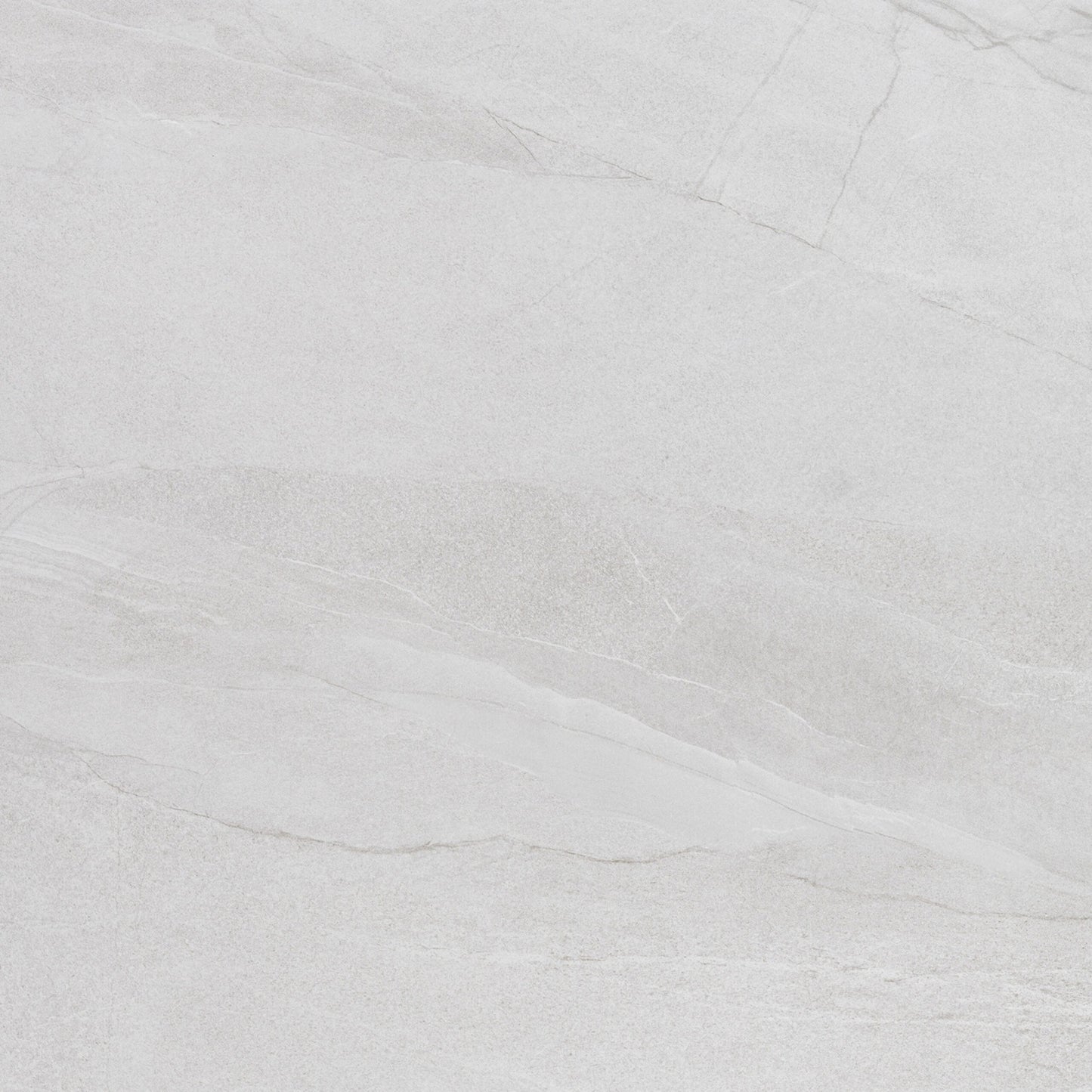 Halley White matte porcelain tile with a white stone design, for floors and walls. Made in Spain, in a 24x24" size.