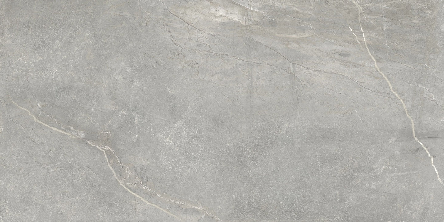 Iroc Greige stone look matte porcelain tile for floor and wall made in Italy. 12x24" size.