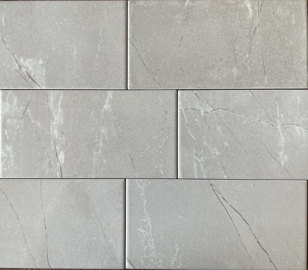 Pulpis marble style ceramic subway tile, for walls. Made in Spain, in a 4x8" size.