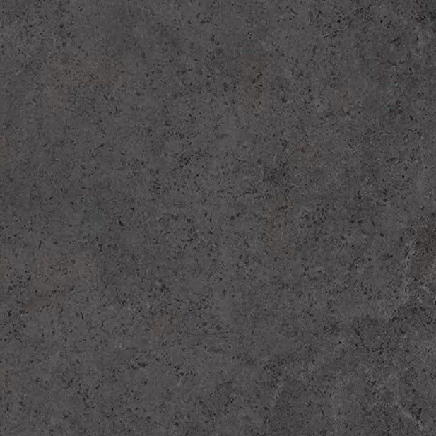 Lithos Stone Charcoal matte porcelain tile with a black stone design, for floors and walls. In a 24x24" size.