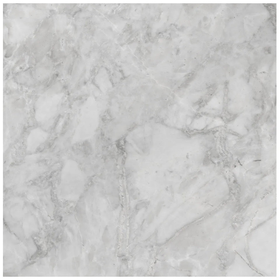 Lumino Grigio matte porcelain tile in a grey marble style, for floors and walls. In a 13x13" size.