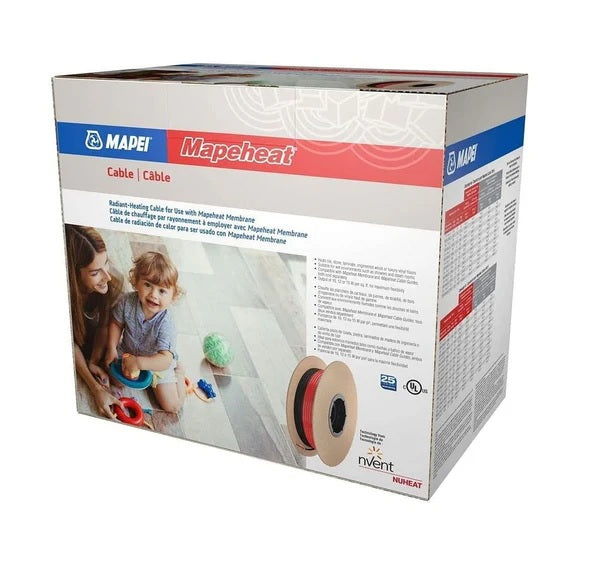 Mapei Mapeheat heated floor cable box package, available in a variety of lengths.