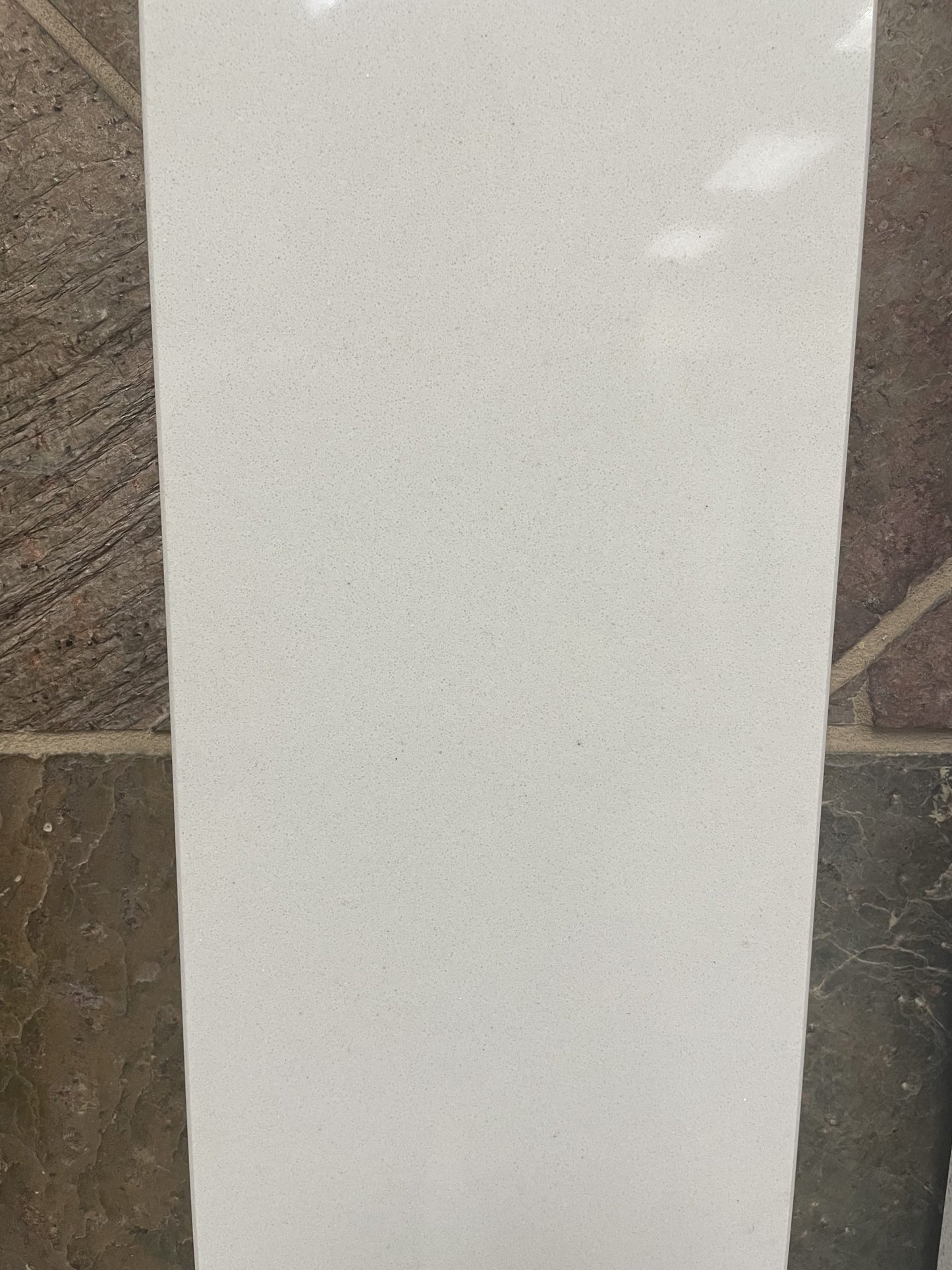 Marmiline Snow pure white quartz shower arch in a 6x76" or 6x94.5" size.