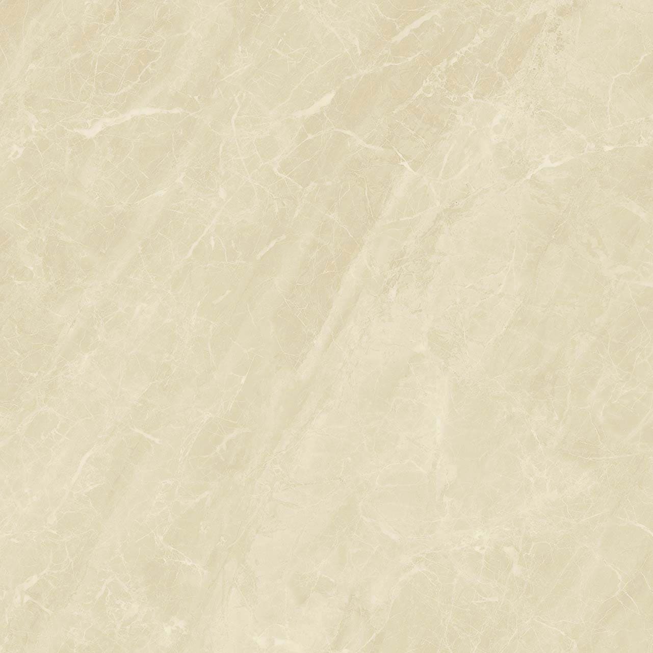 Balkan Marfil glossy porcelain tile with a beige stone design, for floors and walls. Made in Spain, in a 24x24" size.