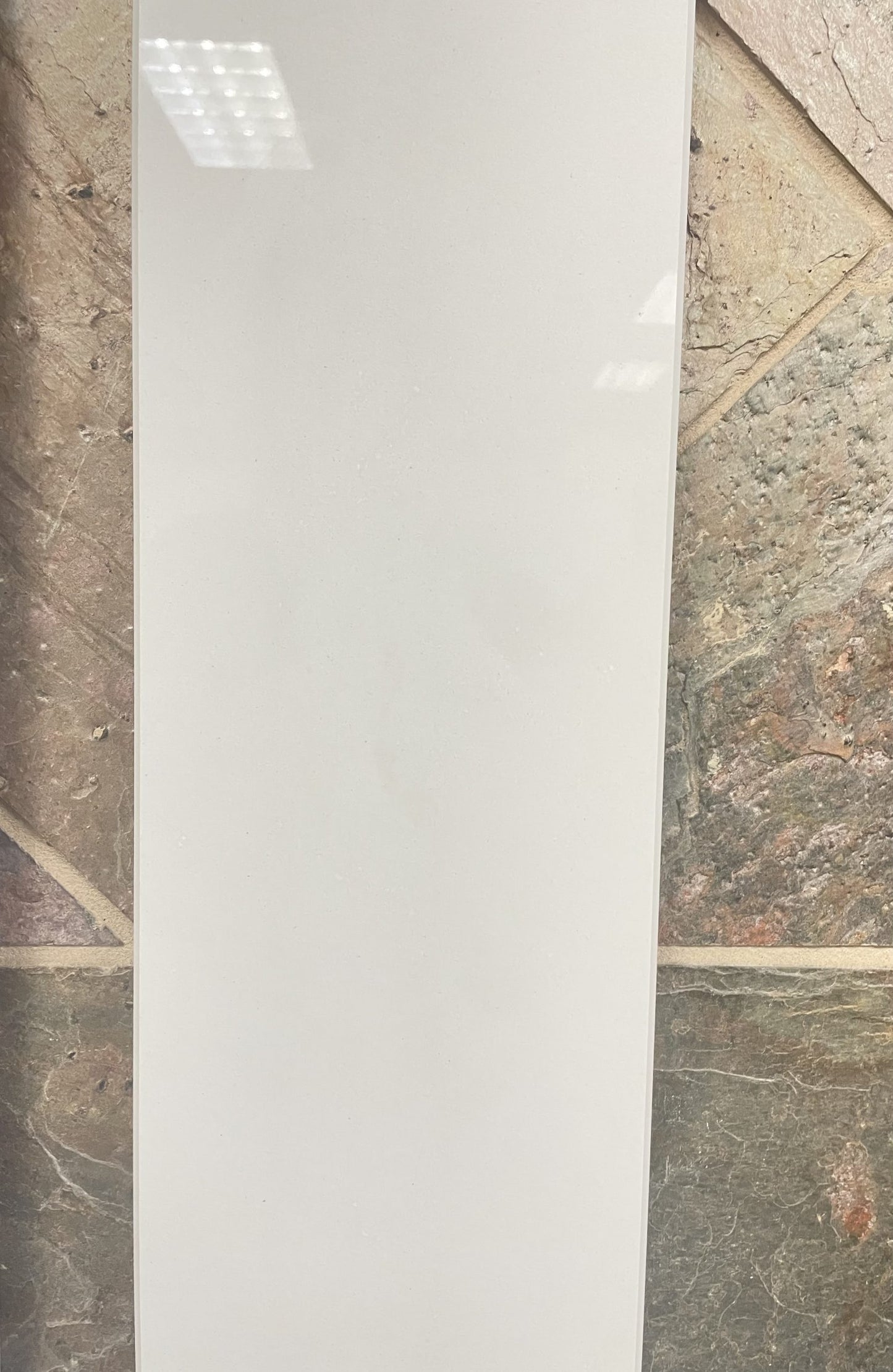 Pure White quartz shower arch in a 6x76" size.