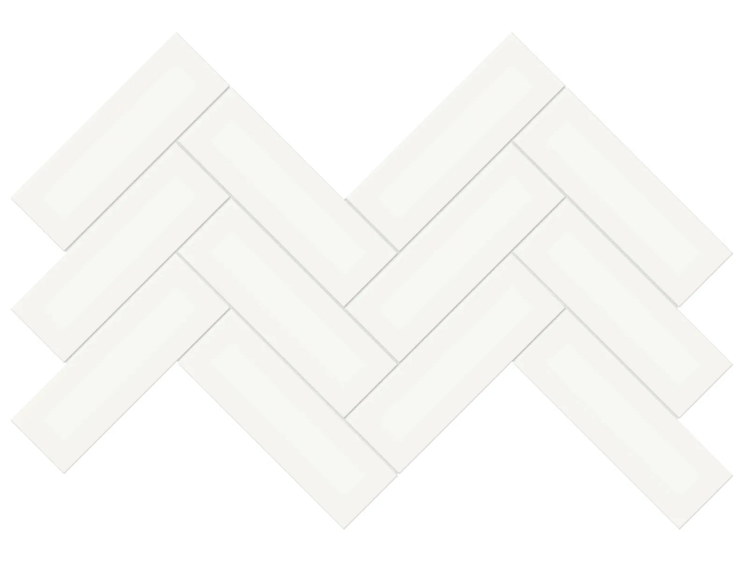 Soho Canvas White herringbone porcelain mosaic in a pure white colour.