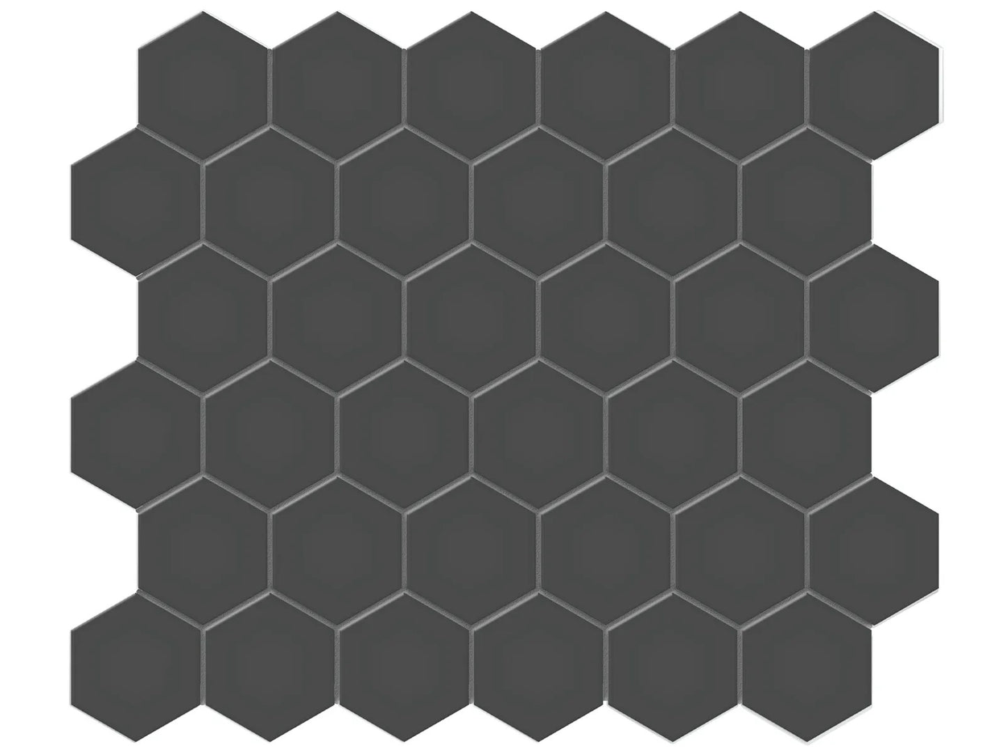 Soho Retro Black small hexagon porcelain mosaic in a pure black colour.