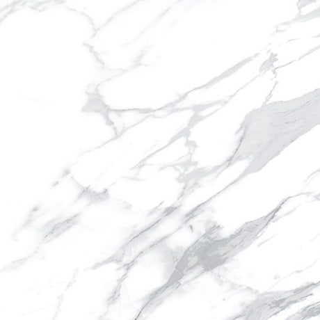 Statuario Spider polished/matte porcelain tile with a white marble design, for floors and walls. In a 24x24" size.