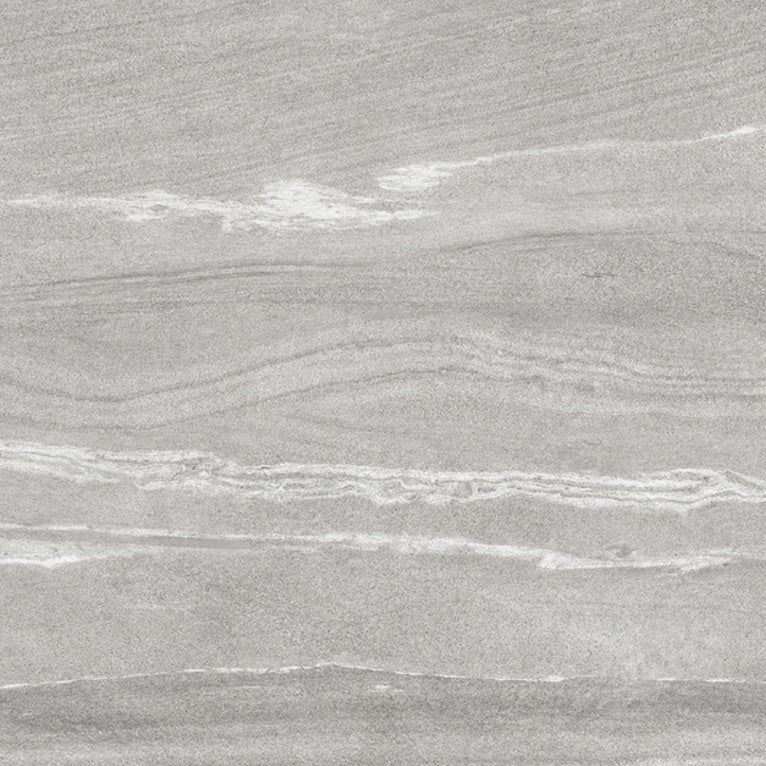 Strata Gris matte porcelain tile with a grey stone design, for floors and walls. In a 24x24" size.