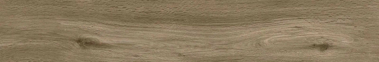 Travekheart Taupe matte porcelain tile with a wood design, for floors and walls. Made in Italy, in a 6x36" size.
