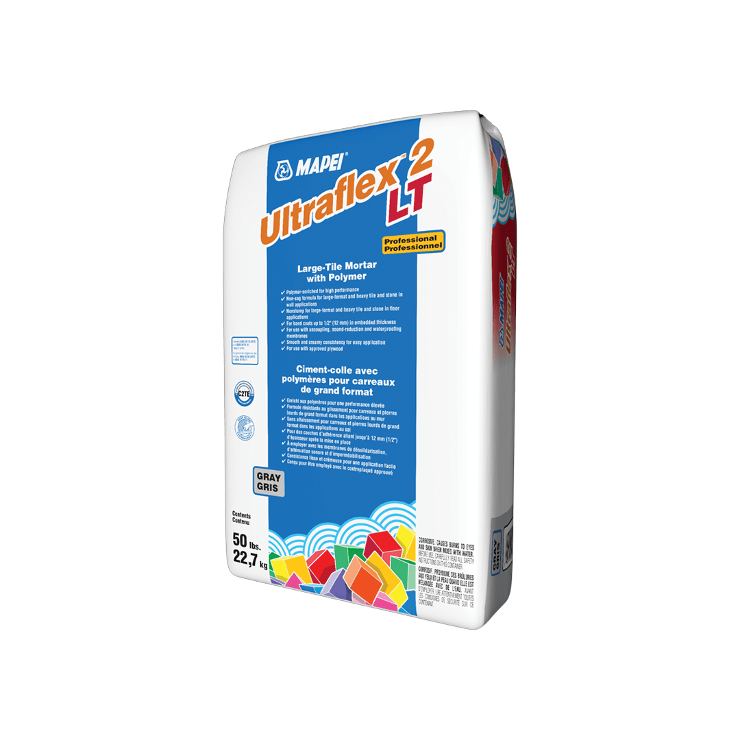 Mapei Ultraflex 2 LT cement/mortar for large format tiles, in a 50 lb bag.