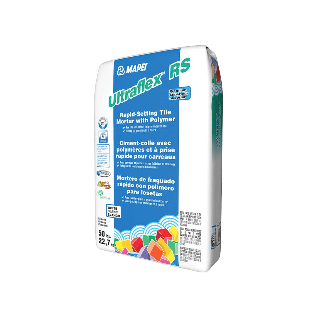 Mapei Ultraflex RS rapid-setting tile cement/mortar, in a 50 lb bag.