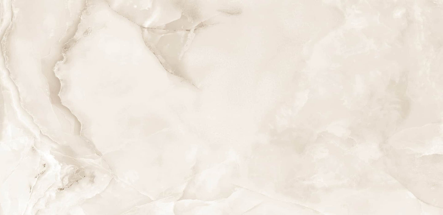 Venus Sand matte porcelain tile with a beige onyx design, for floors and walls. Made in Spain, in a 24x48" size.