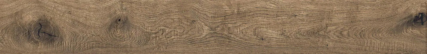 Vero Rovere matte porcelain tile with a beige wood design, for floors and walls. Made in Italy, in a 9x72" size.