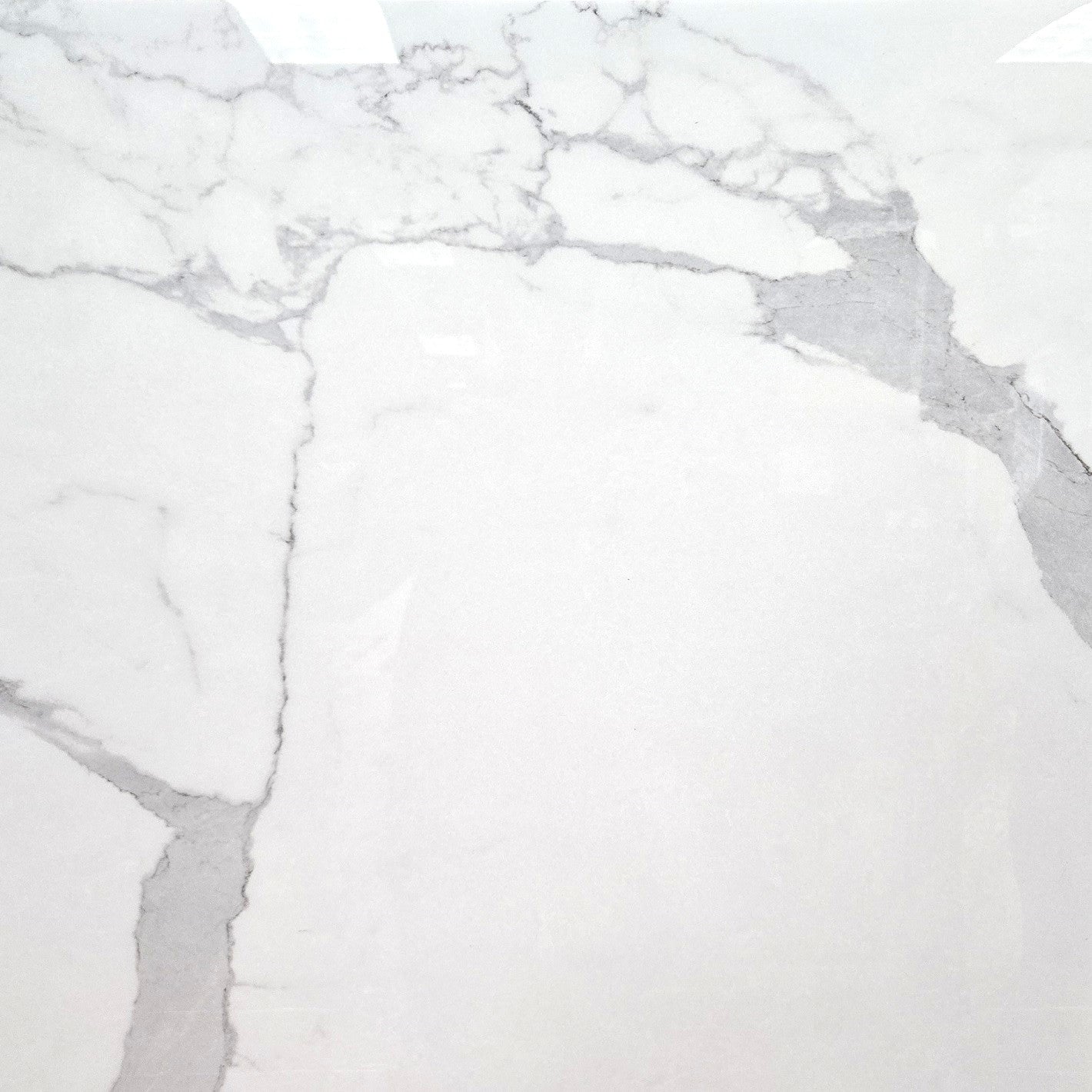 Verona Blanco polished porcelain tile with a white marble design, for floors and walls. In a 24x24" size.