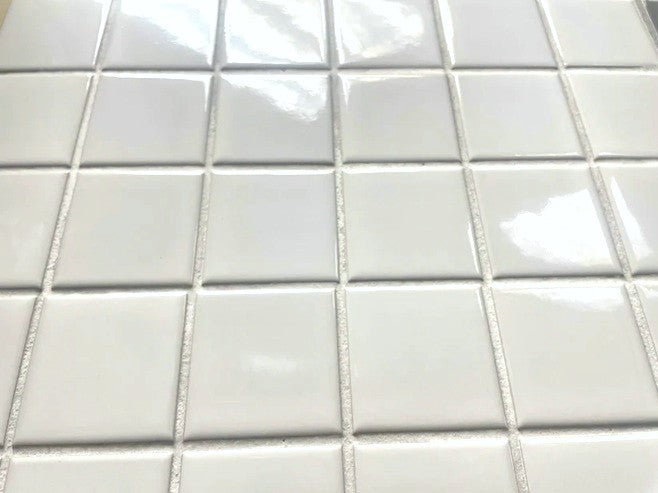 Vintage Avalanche pure white glossy finish square porcelain mosaic, for floors and walls.