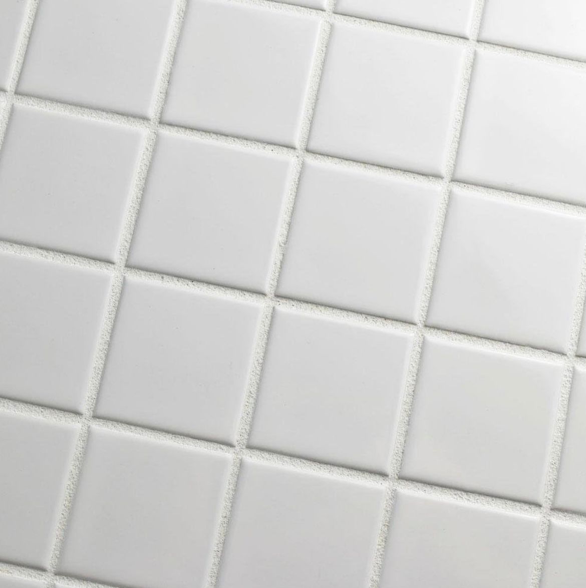 Vintage Avalanche pure white matte finish square porcelain mosaic, for floors and walls.