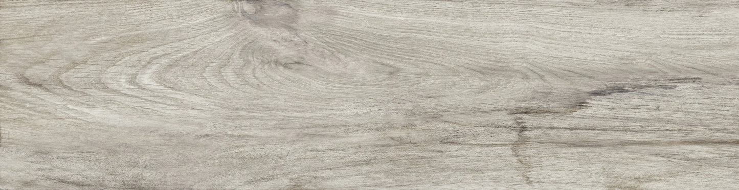 Vintage Bianco matte porcelain tile with a white wood design, for floors and walls. Made in Italy, in a 8x48" size.