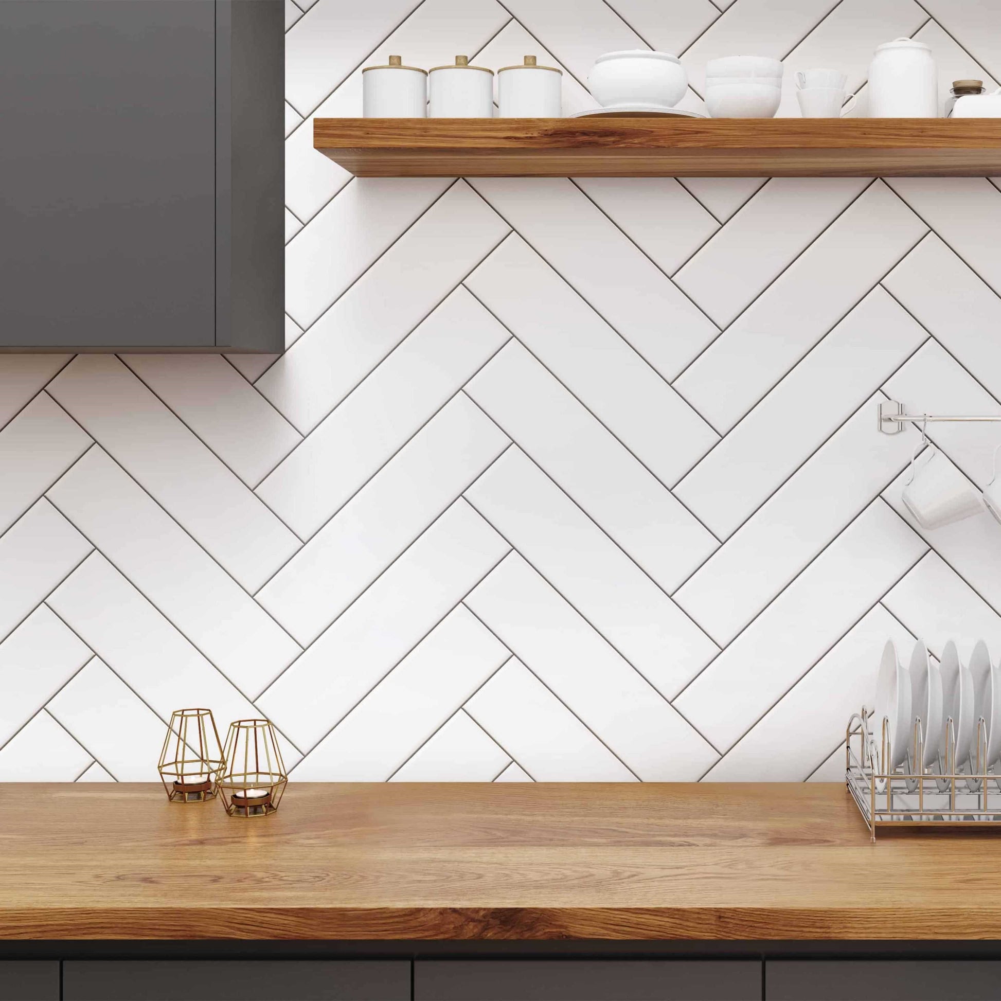 Vivid White pure white glossy finish subway tile for backsplashes and feature walls. In a 4x16" size.