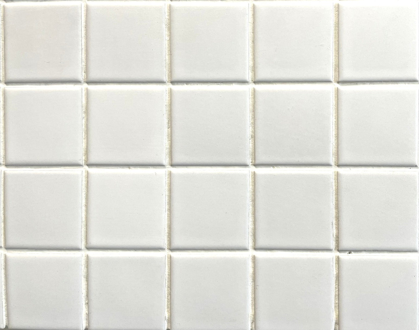 York Bone satin (matte) finish mosaic tile with a pure white colour, in a square shape.