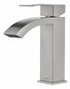 Model 26 waterfall style bathroom vanity single hole faucet in a brushed nickel colour.