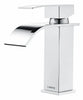 Model 26 waterfall style bathroom vanity single hole faucet in a chrome colour.