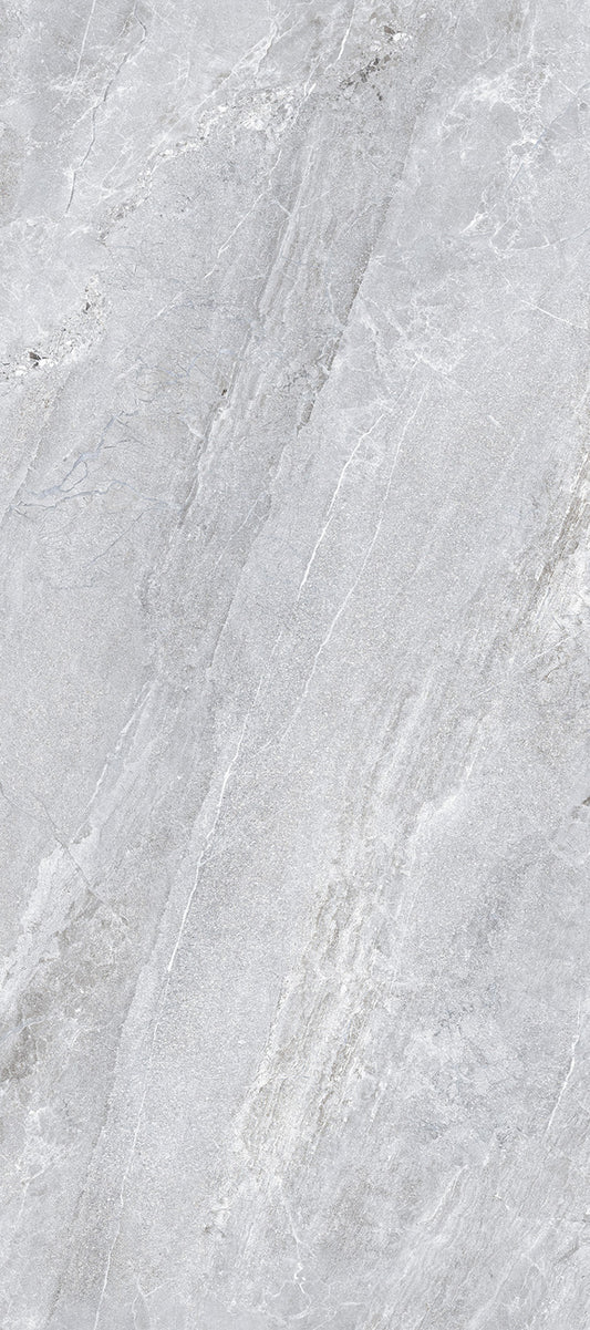 Agathos Grey matte porcelain tile with a stone design, for floors and walls. Made in Italy, in a 12x24" size.