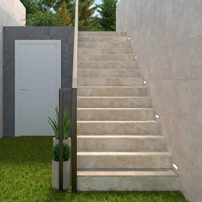 Ain Arena matte porcelain tile with a beige cement design for interior and exterior floors and walls. Installed outside.