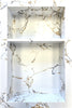 Arabescato Gold prebuilt quartz shower niche made of engineered stone that offers shower storage, with a shelf.