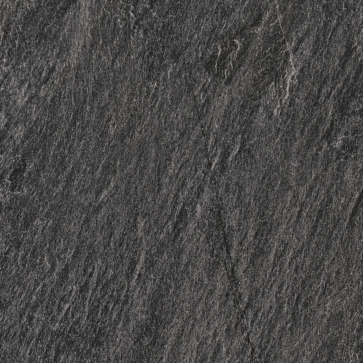 Ardena Graphite matte porcelain tile with a black stone design, for floors and walls. Made in Spain, in a 24x24" size.
