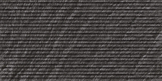 Ardena Graphite matte porcelain tile with a black cascade design, for feature walls. Made in Spain, in a 12x24" size.