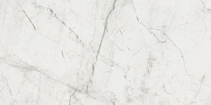 Athena Bianco matte porcelain tile with a white stone design, for floors and walls. Made in Italy, in a 24x48" size.