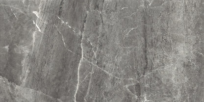 Athena Nero matte porcelain tile with a black stone design, for floors and walls. Made in Italy, in a 24x48" size.