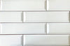 Biselado Blanco white glossy ceramic subway tile with a beveled edge, for walls. Made in Spain, in a 3x12" size.