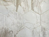 Bistrot Michelangelo matte porcelain tile with a marble design, for floors and walls. Made in Italy, in a 7" hexagon.