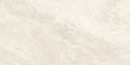 Caesars Beige polished porcelain tile with a beige quartzite design, for floors and walls. In a 24x48" size.