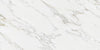 Calacatta Gold glossy porcelain tile with a white marble design, for floors and walls. Made in Spain, in a 24x48" size.